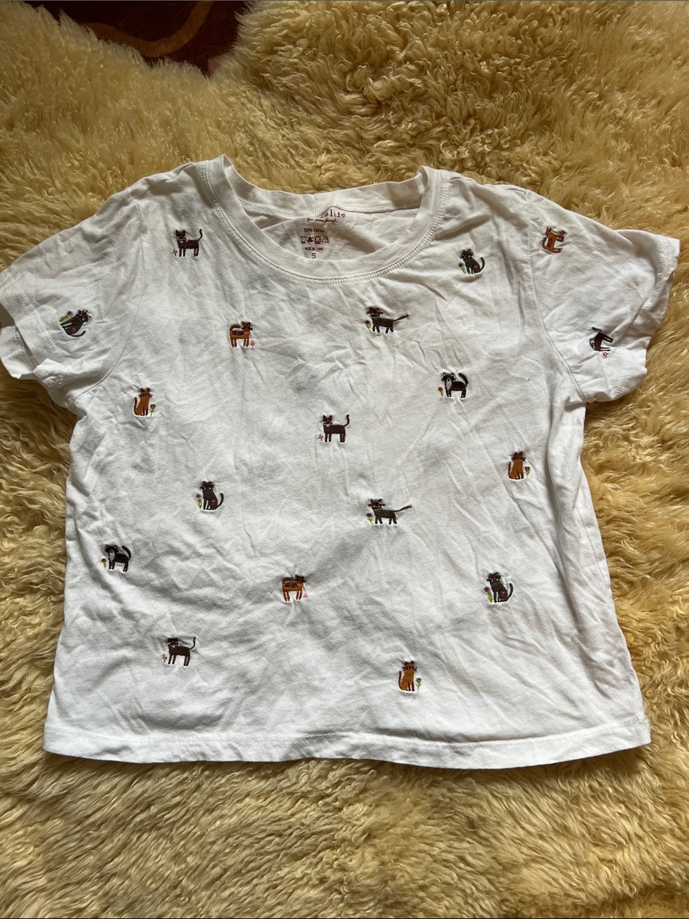 Natural Life Cat Embroidered Top - Kitty